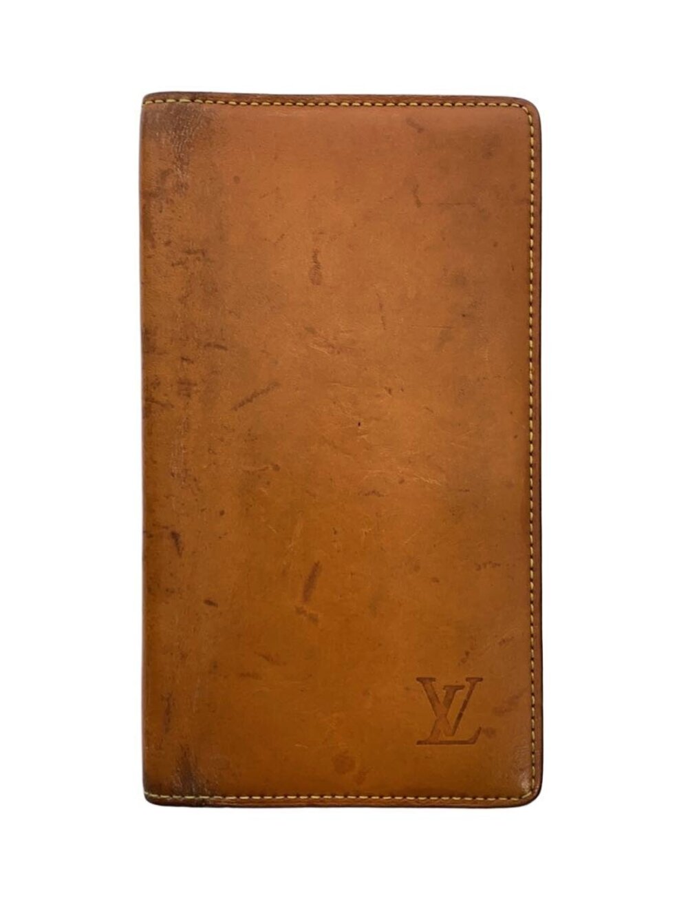 LOUIS VUITTON Card Case Wallet Leather Camel Brown